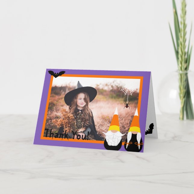 Candy Corn Gnomes Letterpress Thank You Card (Front)