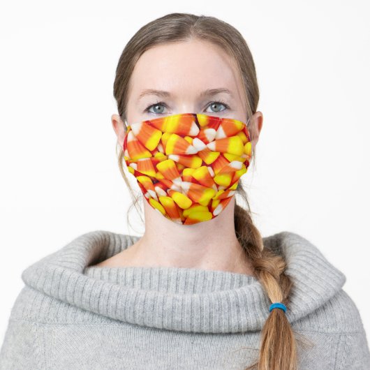 CANDY CORN HALLOWEEN ADULT CLOTH FACE MASK (Worn)