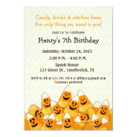 Candy Corn Halloween Birthday Party Card