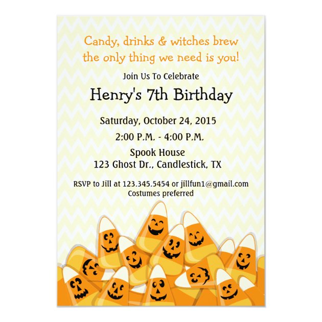 Candy Corn Halloween Birthday Party Invitation