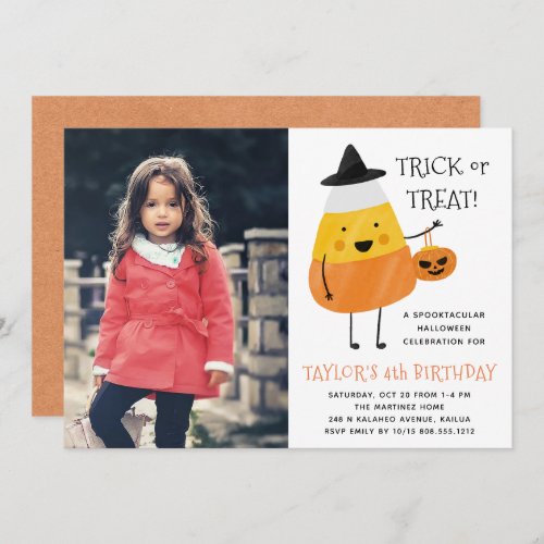 Candy Corn  Halloween Birthday Party Photo Invitation