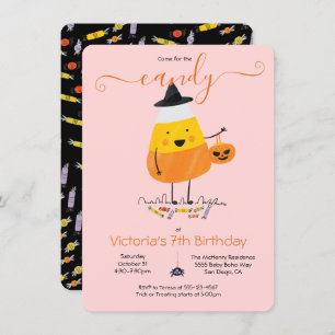 Candy Corn Halloween Birthday Party Trick or treat Invitation