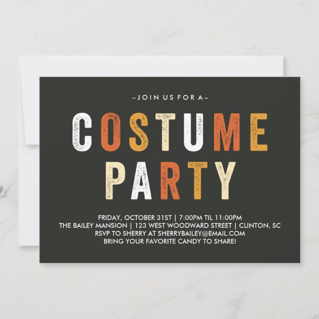 Candy Corn Halloween Costume Party Invitation (Front)