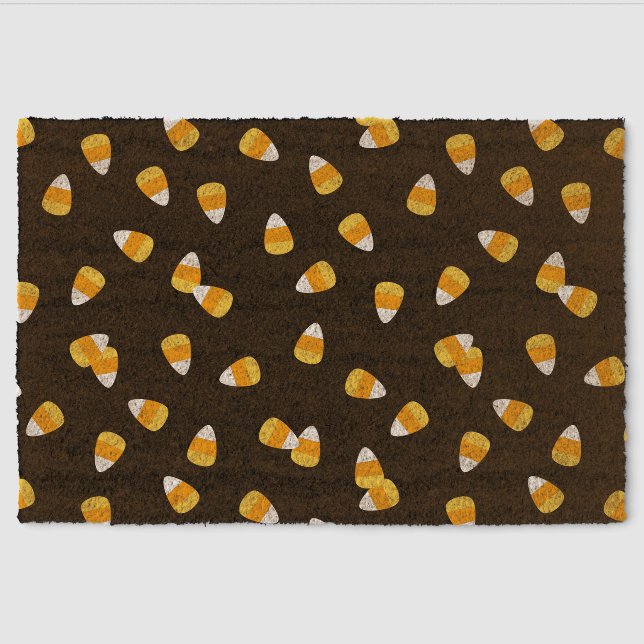 Candy Corn Halloween Fiber Doormat (Front)