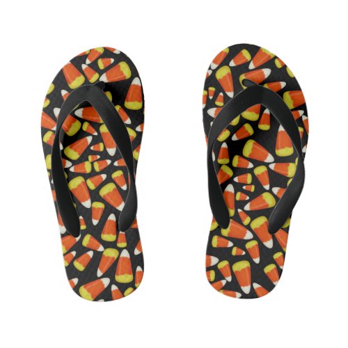 Candy Corn Halloween Kids Flip Flops