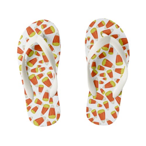 Candy Corn Halloween Kids Flip Flops