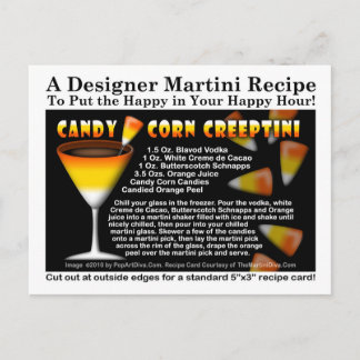 Candy Corn Halloween Martini Recipe Postcard