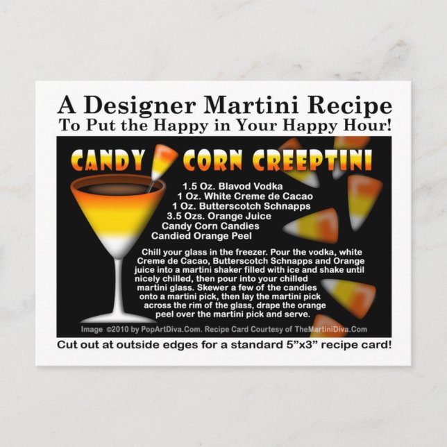 Candy Corn Halloween Martini Recipe Postcard (Front)