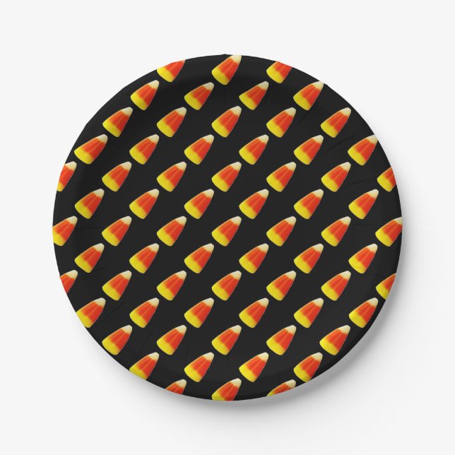 Candy Corn Halloween Paper Plate (Front)
