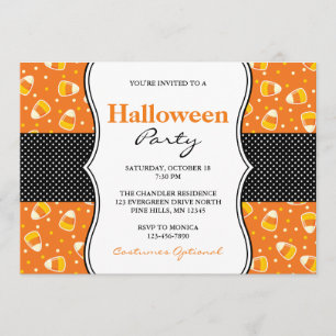 Candy Corn Halloween Party Invitations