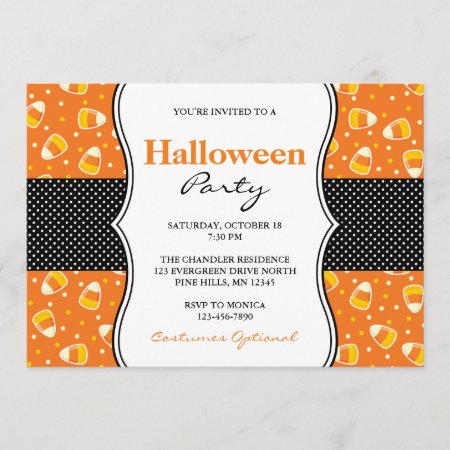 Candy Corn Halloween Party Invitations