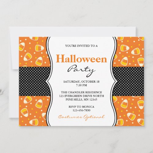 Candy Corn Halloween Party Invitations