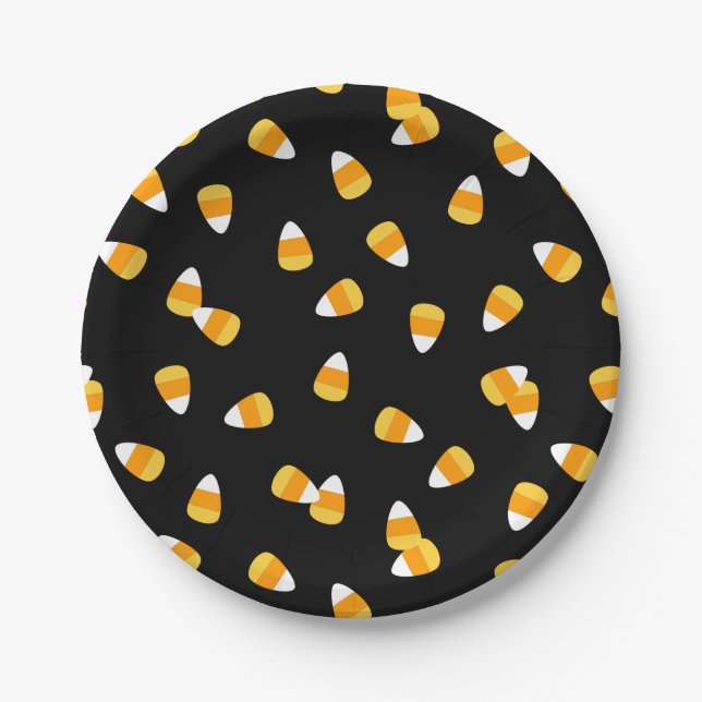 Candy Corn Halloween Party Paper Plates (Front)
