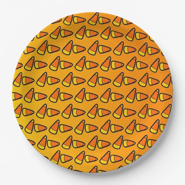  Candy Corn Halloween Party  Paper Plates (Front)