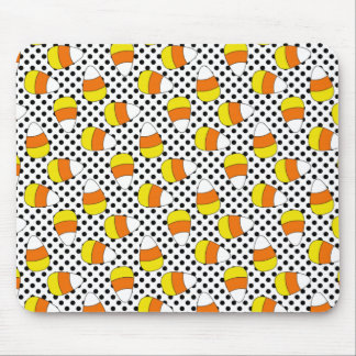 Candy Corn Halloween Polka Dot Mousepad