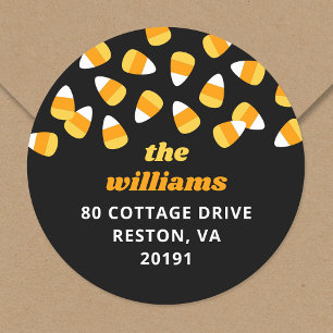 Candy Corn Halloween Return Address Classic Round Sticker