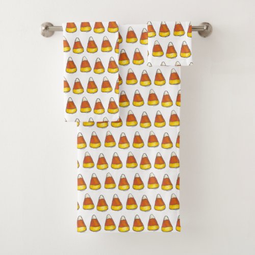 Candy Corn Halloween Thanksgiving Autumn Fall Bath Towel Set