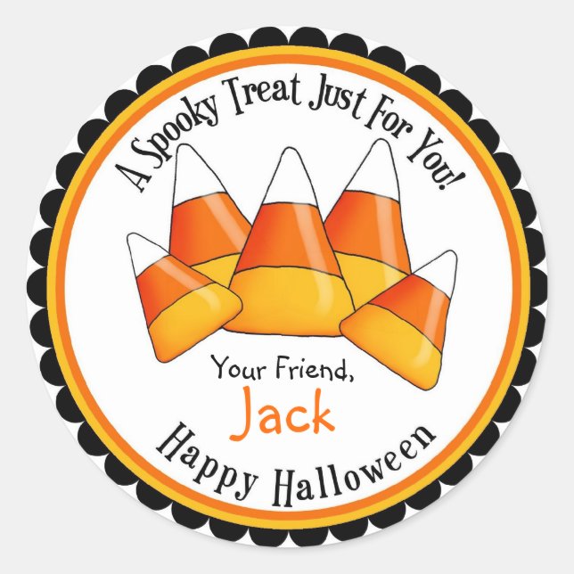 Candy Corn  Halloween Treat Stickers (Front)