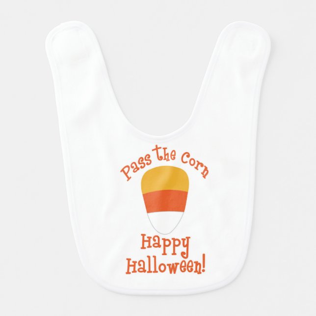 Candy Corn Happy Halloween Baby Bib (Front)
