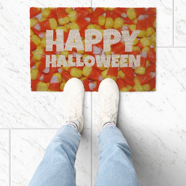 Candy Corn Happy Halloween Fiber Doormat (Insitu)