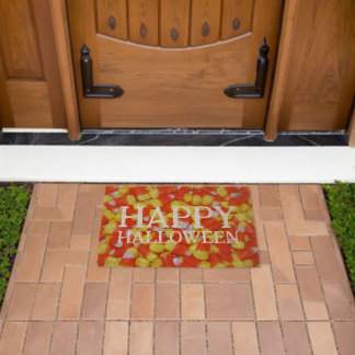 Candy Corn Happy Halloween Fiber Doormat