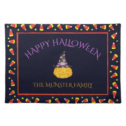 Candy Corn Happy Halloween Personalized Placemat