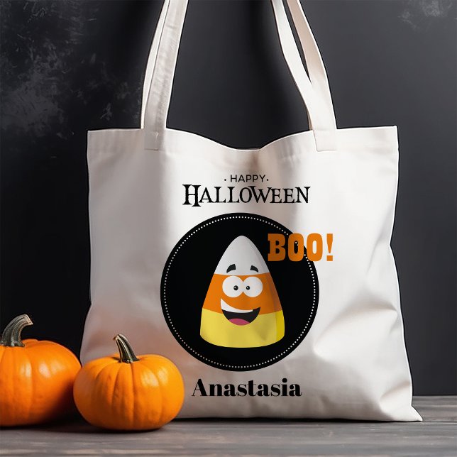 Candy Corn Happy Halloween Personalized Tote Bag (Creator Uploaded)