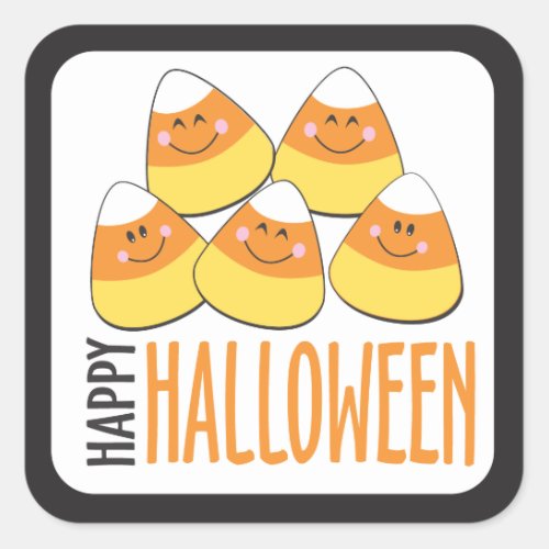 Candy Corn Happy Halloween Square Sticker