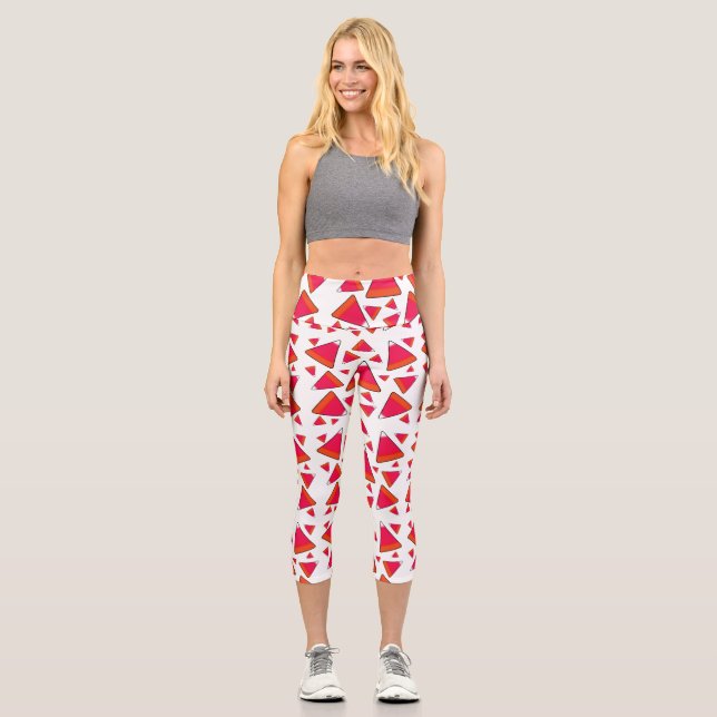 Candy Corn in Reds Capri Leggings (Front)