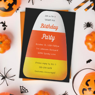 Candy Corn Kids Halloween Birthday Party Invitation
