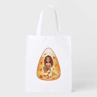 Candy Corn Mermaid Grocery Bag