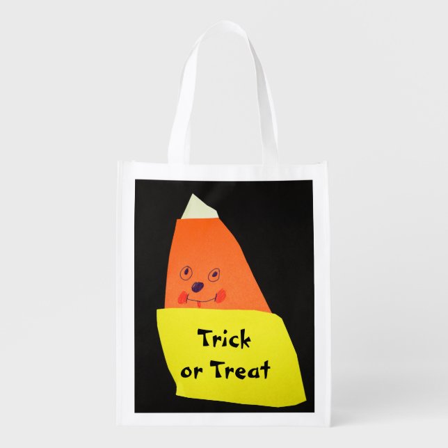 Candy Corn Monster Reusable Grocery Bag (Front)
