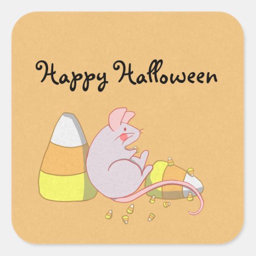 Candy Corn Mouse Square Sticker