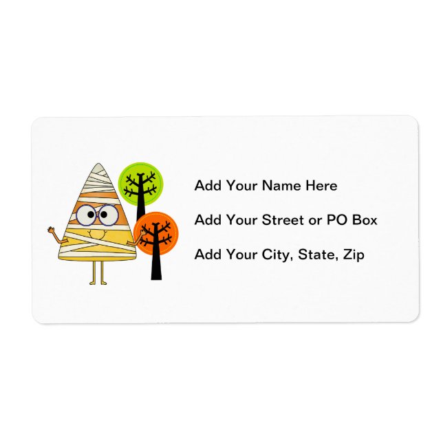 Candy Corn Mummy Halloween Label (Front)