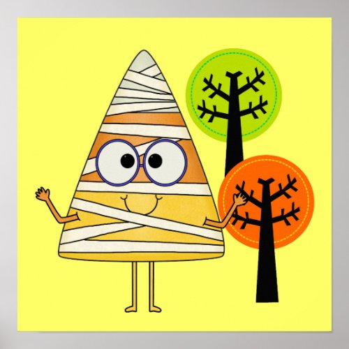 Candy Corn Mummy Halloween Poster