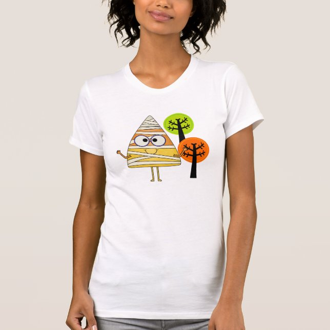 Candy Corn Mummy Halloween T-Shirt (Front)