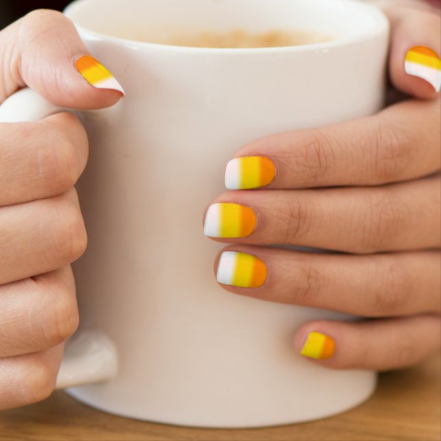 Candy Corn Ombre Halloween Minx Nail Wraps (Insitu - Mug)