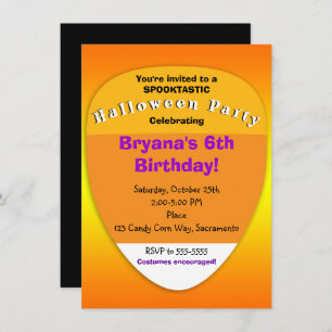 Candy Corn Orange Halloween Party Invitations
