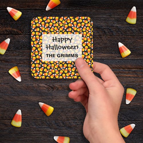 Candy Corn Pattern Halloween Custom Square Sticker