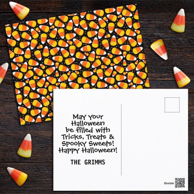 Candy Corn Pattern Halloween  Holiday Postcard (Creator Uploaded)