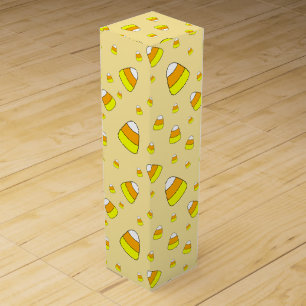 Candy Corn Pattern Halloween Wine Box