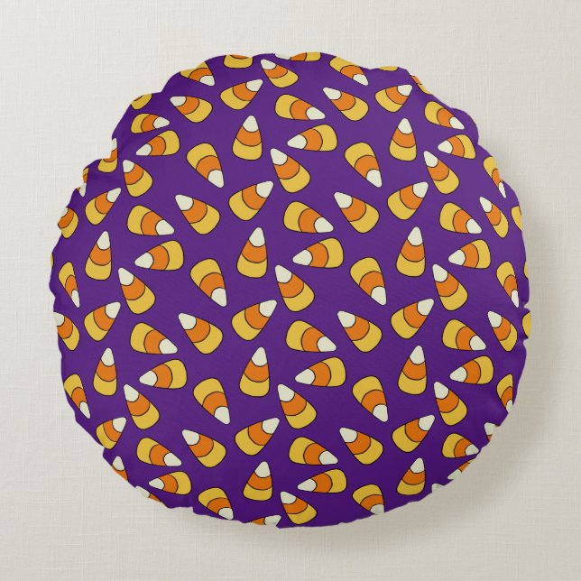 Candy Corn Pattern Round Pillow (Front)