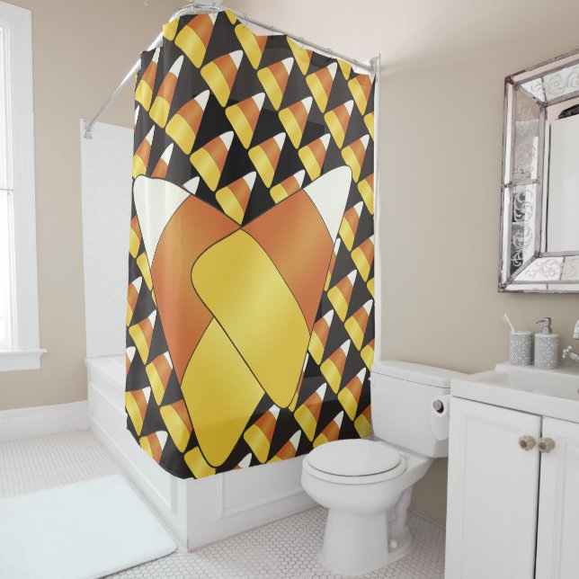 Candy Corn Pattern Shower Curtain (In Situ)