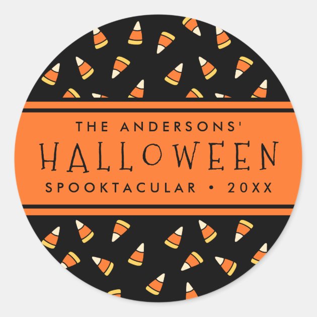 Candy Corn Personalized Halloween Party Classic Round Sticker