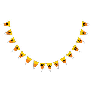 Candy Corn Piece Happy Halloween Bunting Flags
