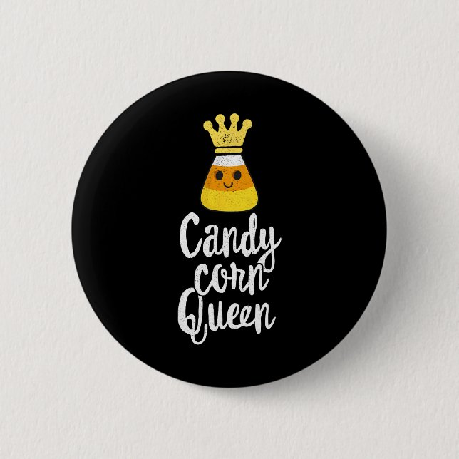 Candy Corn Queen Cute Halloween Kawaii Crown  Button (Front)