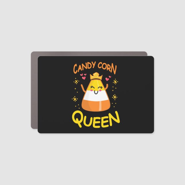 Candy Corn Queen Cute Halloween Kawaii Crown Car Magnet (Front)