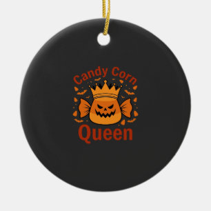 Candy Corn Queen Halloween Crown Bats_1 Ceramic Ornament