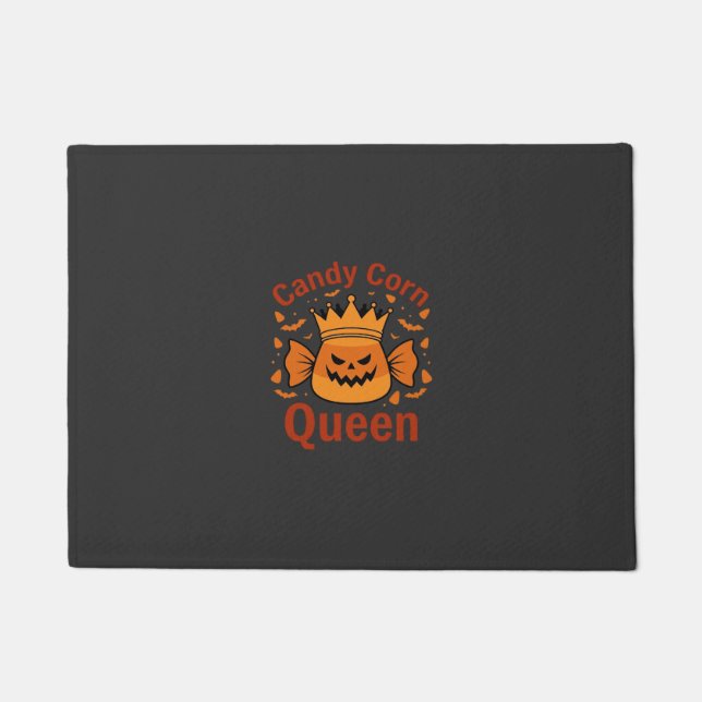 Candy Corn Queen Halloween Crown Bats_1 Doormat (Front)