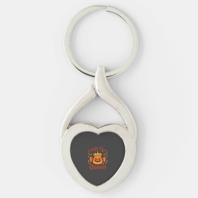 Candy Corn Queen Halloween Crown Bats_1 Keychain (Front)
